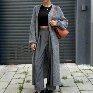 Grey Casual Women's Loose Fit Christmas Sweater Cardigan